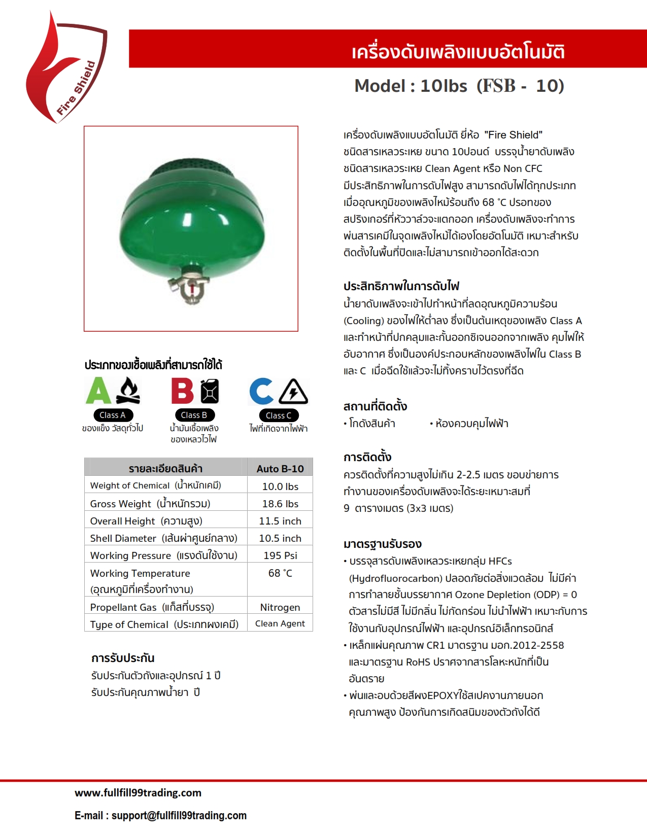 AUTOMATIC UNIT FIRE EXTINGUISHER ( SPRINKLER TYPE )
