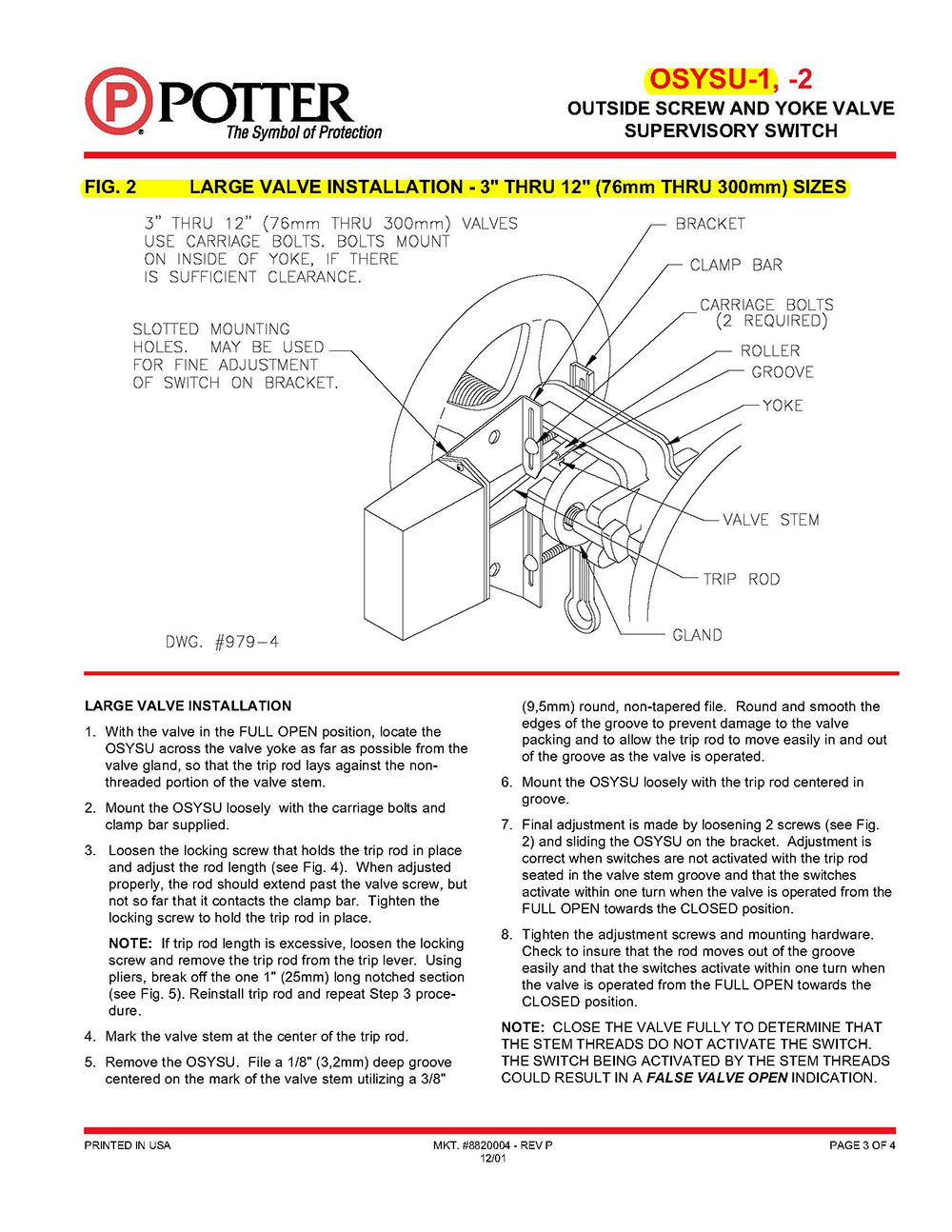 Sup Switch Potter Electric osysu-1