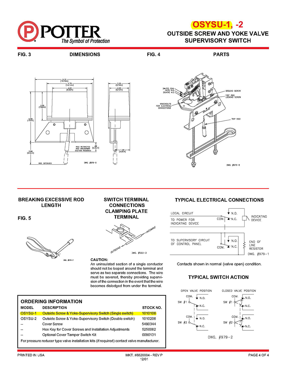 Sup Switch Potter Electric osysu-1